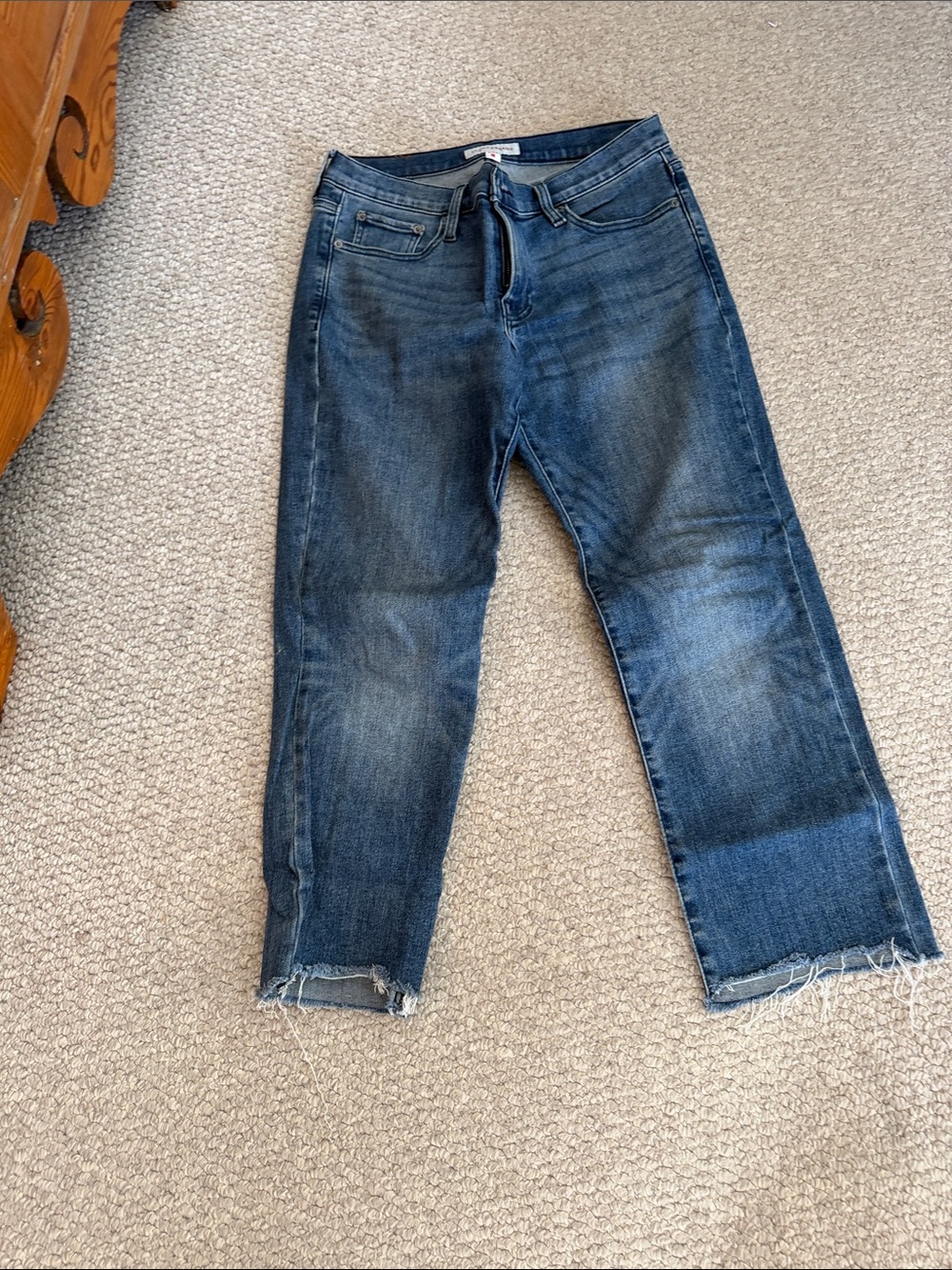 Lucky Brand Dark Blue Cropped Raw-Hem Jeans